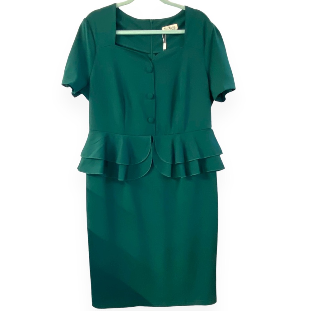 Aisize Green Retro Style Dress Sz 2X NWOT